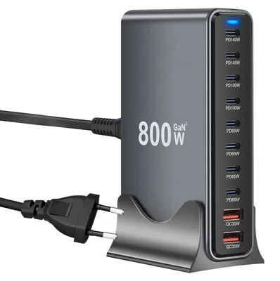 Obrázek produktu pro Nabíjecí stanice USB o výkonu 800 W s 10 porty a rychlonabíjením pro více zařízení