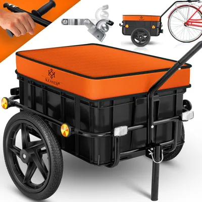Produktbild von KESSER® Fahrradanhänger Lastenanhänger Handwagen mit Kupplung Hochdeichsel für Fahrrad Transportanhänger Transportbox mit 70 Liter Volumen Max. 60kg  für Fahrräder mit 26'' - 28''