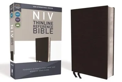 Produktbild von NIV, Thinline Reference Bible, Lederfaserstoff, Black, Red Letter Edition, Comfort Print