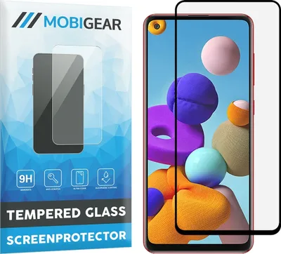 Produktbild von Mobigear Premium  Samsung Galaxy A21s Panzerglas Gehärtetes Glas Displayschutz - Hüllenfreundlich - Schwarz