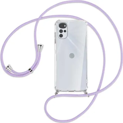 Produktbild von Handykette Backcover-Schutzhülle mit Band (Metall silberfarben) für Motorola Moto G22 4G - violett