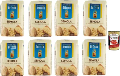 Produktbild von De Cecco Hartweizengrieß - Semola di grano duro rimacinata, Grieß durum 8x 1kg + Italian Gourmet polpa 400g