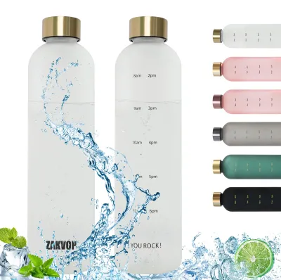 Produktbild von Trinkflasche, 1 Liter, mit Zeitmarkierungen und Trinkreminider