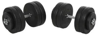 Produktbild von Hantelset 2er Kurzhanteln, 50 kg Kurzhantel Set mit 2 Kurzhantelstangen, 12 Gewichten & 4 Sternverschlüsse, Stahl, Schwarz