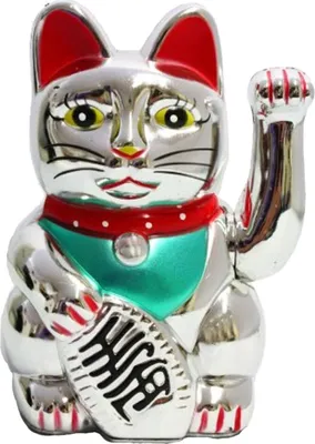 Produktbild von HAAC Winkekatze Glückskatze Glücksbringer Farbe silber 13 cm