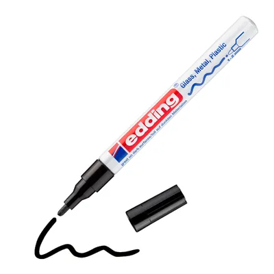 Produktbild von Edding 751, Schwarz, Rundspitze, Schwarz, Weiß, Aluminium, Fein, 1 mm