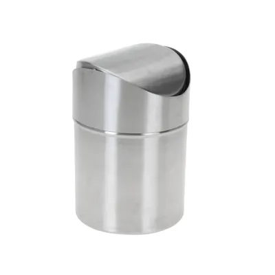 Produktbild von Edelstahl Tischmülleimer 12 x 16 cm mit Schwingdeckel Tischabfalleimer 1,2L Tisch Abfallbehälter Abfalleimer