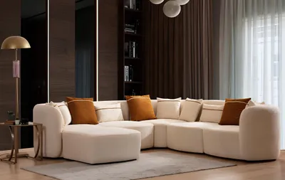 Produktbild von Wohnzimmer Beige Modern Sofa L-Form Sitz Ecksofa Couch Polstermöbel