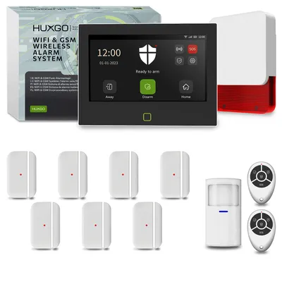 Immagine prodotto di Sistema di allarme HUXGO Wi-Fi GSM 4G HXA700 con sirena, 1 sensore PIR e 7 contatti porta