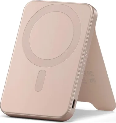 Produktbild von Satechi, Magnetische 5000 mAh Powerbank MagSafe/Qi2 mit Stand, Rosa