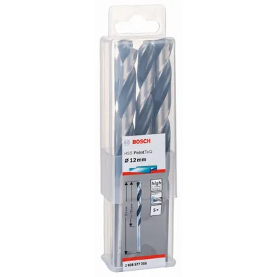 Immagine prodotto di Punta elicoidale in metallo HSS PointTeQ, DIN 338, 12,0 mm, confezione da 5 pz