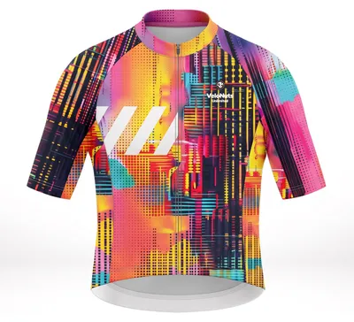 Produktbild von VeloNuts Damen Radtrikot, Neon Condense, Pink Skyline, XXL