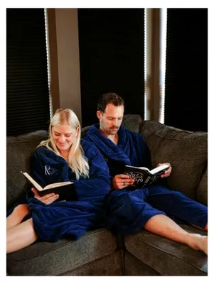Produktbild von 2 Bademäntel für Paare aus Fleece, lange Kapuzenmäntel für Männer und Frauen, Hochzeitsgeschenke