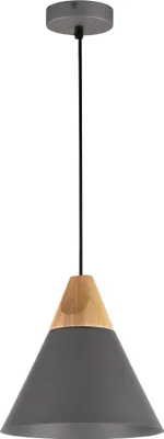 Image de Suspension Maytoni, gris et hêtre, E27, compatible avec un variateur, collection BICONES