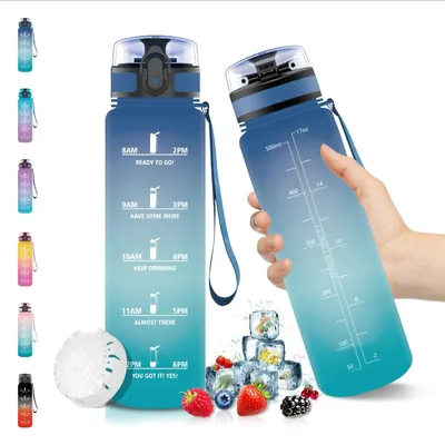 Produktbild von 500ml Auslaufsichere Trinkflasche mit Fruchtfilter und Zeitmarkierung