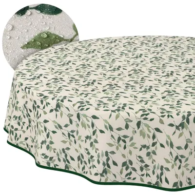 Tischdecke 100x100cm Rund Grün abwaschbar Salamanca Stoff Premium Relax Zweige mit, Hauptbild