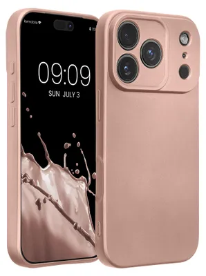 Produktbild von kwmobile Handyhülle für Apple iPhone 17 Pro Hülle - weiche Silikon Case metallisch schimmernd - Schutzhülle Cover - Metallic Rosegold