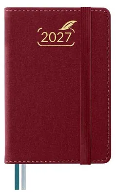 Productafbeelding van Zakagenda 2027 Klein A7 12 x 8 cm - Polyurethanleer Bordeauxrood - 2 dagen per pagina - Compact en praktisch - Luxento