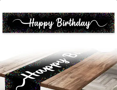 Produktbild von Tischläufer, Happy Birthday, schwarz, für Geburtstag