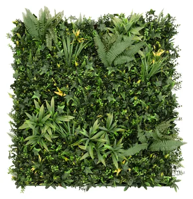 Productafbeelding van Kunstplanten wandtegels Ayla, 1 m x 1 m, paneel met bladmotieven, geschikt voor binnen- en buitengebruik