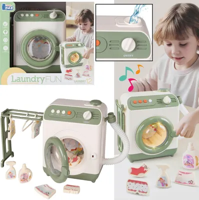 Obrázok produktu pre INTERAKTÍVNA hračka PRÁČKA s príslušenstvom, AUTOMATICKÁ pre deti, POHYBLIVÝ bubon, SVETLO, ZVUK 3+