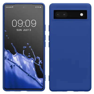Produktbild von kwmobile Hülle kompatibel mit Google Pixel 6a Hülle - gummierte TPU Silikon Handyhülle - Schutzhülle für kabelloses Laden - Case in Baltik Blau