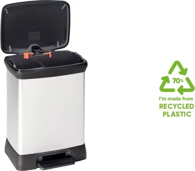 Produktbild von Curver Duo Tretmülleimer Deco 10L+18L Silbern