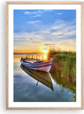 Produktbild von Gerahmtes Poster - Rahmen in heller Eiche - See Boot Wasser - 50x70 cm - Wand Bild - Wanddeko - Wandbilder - Kunstposter - Wandposter - Bilderrahmen - Bilder - Kunstdruck - Wandbild - P2NPA50x70-3950