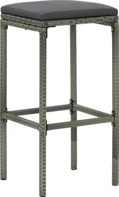 Produktbild von vidaXL Barhocker mit Kissen 4 Stk. Grau Poly Rattan