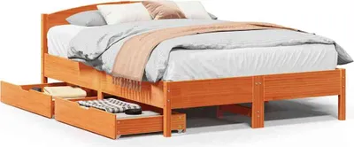Produktbild von vidaXL Massivholzbett ohne Matratze Wachsbraun 150x200 cm Kiefernholz