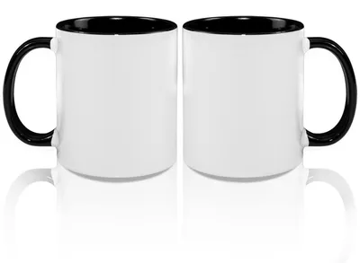 Productafbeelding van Koffiemokken, blanco, 325 ml, keramiek, wit/zwart, 2 stuks