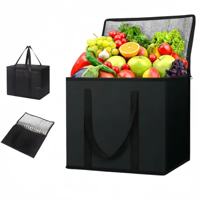 Kühltasche 35 L, aufklappbar, isoliert, schwarz, für Picknick & Camping
