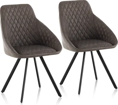 Image de Chaise de salle à manger CLIPOP, lot de 2 chaises de cuisine ergonomiques, assise en similicuir,Marron