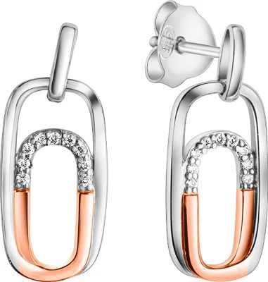 Produktbild von V Ohrhänger 925/- Sterling Silber 2,0cm weiß Zirkonia weiß 274220244-1