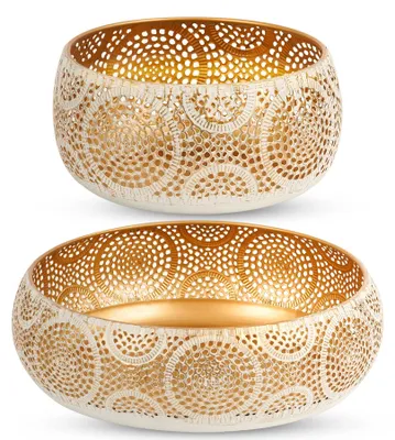 Image de Assiettes décoratives – Lot de 2 – Rondes – Or blanc – 18 cm et 30 cm