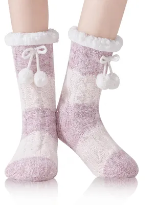 Image de Chaussettes d'intérieur - Doublure polaire douillette - Semelle antidérapante - Femme
