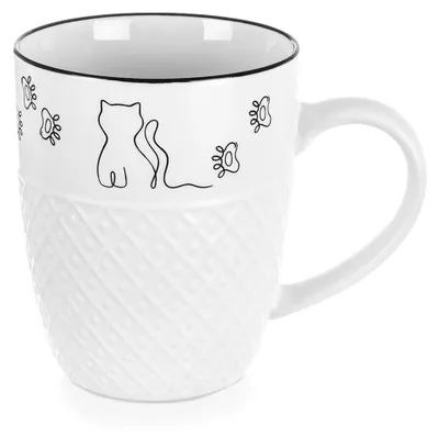 Immagine prodotto di Tazza in porcellana con disegno di gatto, 380 ml, bianca