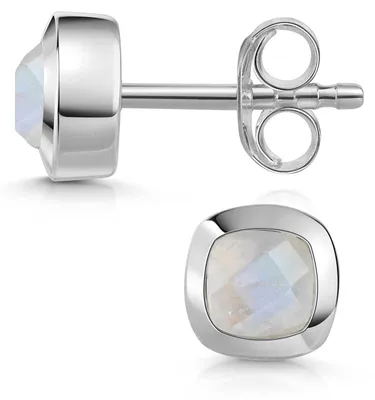 Produktbild von MATERIA by Matthias Wagner Mondstein Edelstein Ohrringe Silber 925 eckig weiß mit Schmucketui SO-340-Mondstein