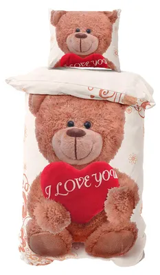Produktbild von Winter Bettwäsche 135x200 cm Bettbezug Set Thermofleece Teddy Bär Love Herz 2 teilig