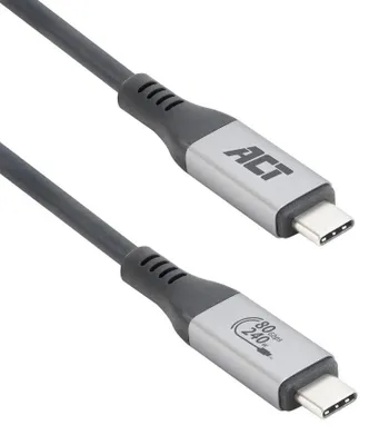 Produktbild von ACT USB4 80 Gbit/s Thunderbolt 5-Kabel 240 W USB Type-C, USB-IF-, 1,5 Meter, 1,5 m, USB C, USB C, USB4 Gen 4x2, 80 Gbit/s, Schwarz