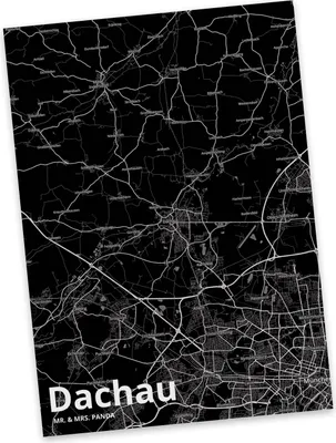 Produktbild von Mr. & Mrs. Panda Postkarte Dachau - Geschenk, Stadt Dorf Karte Landkarte Map Stadtplan, Ansichtskarten, Postkarten, Grußkarte, Ansichtskarte, Fotokarte