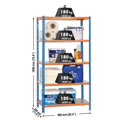 Produktbild von SIMONCLICK Metallregal 5/300 BLAU/LARANJA/GALVA