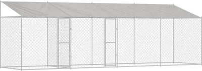 Obrázok produktu pre vidaXL Klietka pre psov so strechou strieborná 800 x 200 x 256 cm oceľ a PE