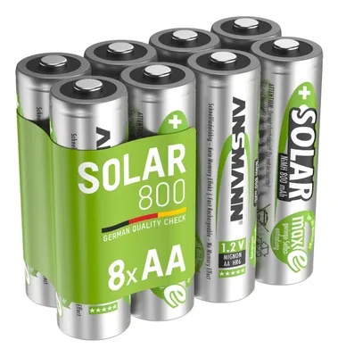 Produktbild von ANSMANN Akku AA Mignon 800mAh 1,2V NiMH für Solarlampen 8 Stück - Wiederaufladbare Batterien