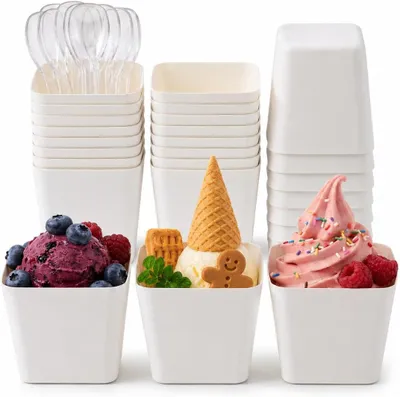 Productafbeelding van Papieren bakjes, 100 ml, 25 stuks, geschikt voor desserts
