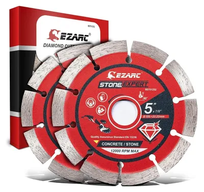Zdjęcie produktu dla Tarcza diamentowa tnąca 125 mm, segmentowana, zestaw 2 sztuk, do cięcia granitu, kamienia, cegły, marmuru