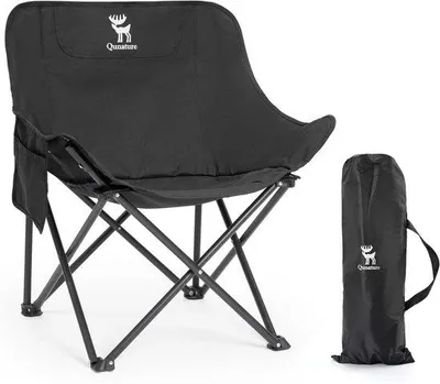 Obrázek produktu pro Skládací turistická židle s boční kapsou, ergonomický design, nosnost až 120 kg, lehká a přenosná židle vhodná pro piknik, kempování a turistiku