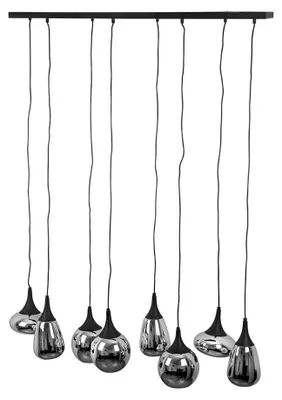 Produktbild von Hängeleuchte, Metall schwarz, Glas chrom bedampft, H 150 cm