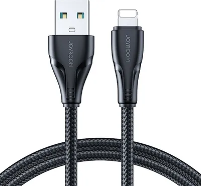 Produktbild von Joyroom 2m Nylon Lightning Ladekabel - 2.4A Schnellladegert - Schwarz
