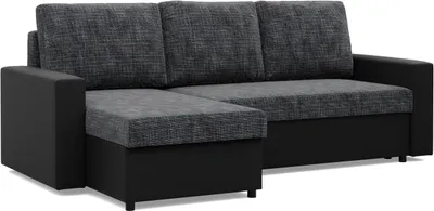 Produktbild von Ecksofa mit Schlaffunktion LUNA, Universelle Seite, Schwarz + Schwarz